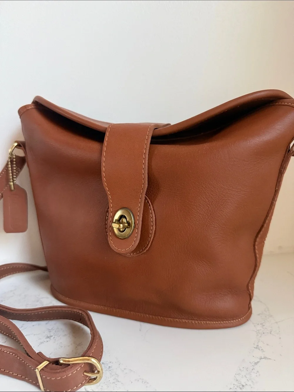 Vintage Coach Nottingham Brown Leather Binocular Crossbody Bag